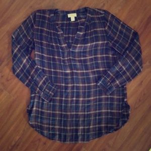 LOFT Plaid Long-Sleeved Tunic
